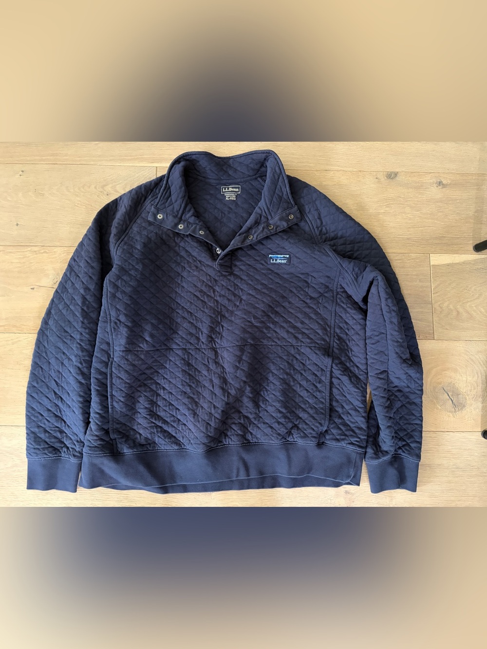 L.L.Bean Quilted Sweatshirt snap mock neck cozy hiking outdoor - size XL
